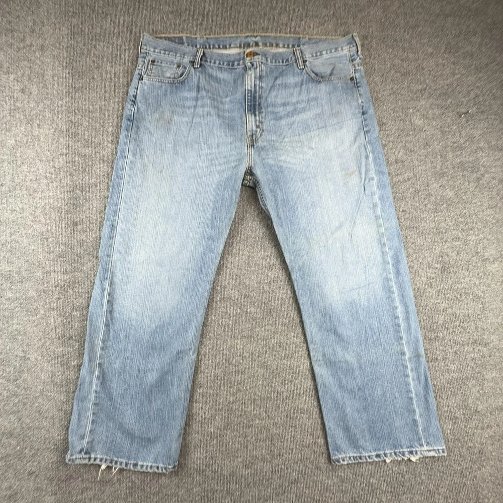 Levis 569 Jeans Mens 44x30 Light Wash Blue Relaxed Straight Leg Denim Pants